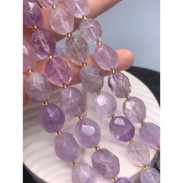 Каменные бусины, Аметист, лавандовый, огранка, фриформы, 15х12 мм, длина нити 38 см