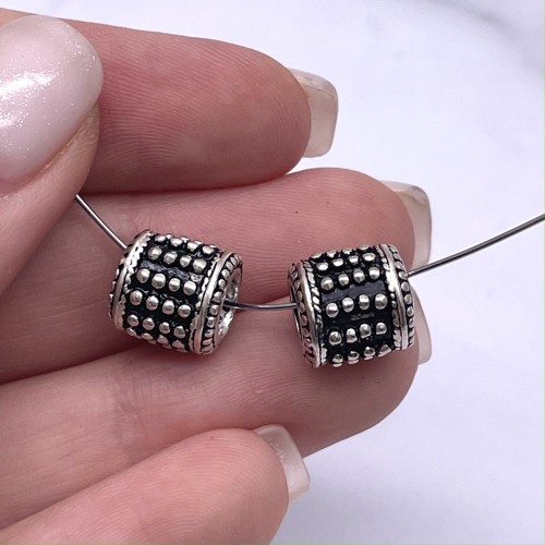 Бусина - Цилиндр (широкое отверстие), тайское серебро, размер 10х10 мм, цена за 1 шт.