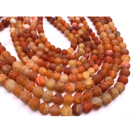 Каменные бусины, Африканский Агат, (Кракле), ярко-оранжевый, тонированный, шарик гладкий, 8 мм, длина нити 38 см