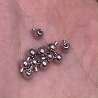 Кримпы OneTouch, круглые, 3 мм, латунь, цвет родий(серебро), цена за 1 шт