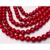 Каменные бусины, Коралл, красный, тонированный, шарик гладкий, 9,6-9,8 мм, длина нити 40 см