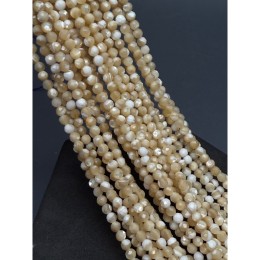 Каменные бусины, Перламутр бежевый, люкс, тонированный, шарик огранка, 3 мм, длина нити 38 см