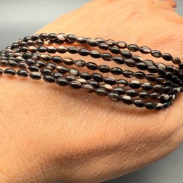 Каменные бусины, Перламутр шоколадный, тонированный, рис, 3х5 мм, длина нити 38 см