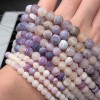 Каменные бусины, Африканский Агат, (Кракле), тонированный, фиолетово-сиреневый, шарик гладкий, 10 мм, длина нити 38 см