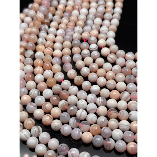 Каменные бусины, Агат Ботсвана розовый, персиковый, люкс, шарик гладкий, размер 8 мм, нить 19 см