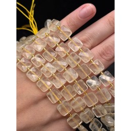 Каменные бусины, Цитрин, люкс, квадрат, огранка, 10х10х4,5 мм, длина нити 37 см