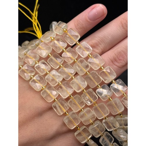 Каменные бусины, Цитрин, люкс, квадрат, огранка, 10х10х4,5 мм, длина нити 37 см