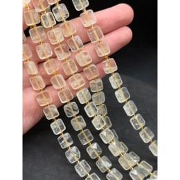 Каменные бусины, Цитрин, люкс, квадрат, огранка, 10х10х4,5 мм, длина нити 37 см