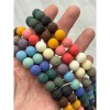 Каменные бусины, вулканическая лава, люкс, пористая, тонированная, микс цветов, шарик гладкий, 12 мм, длина нити 37 см