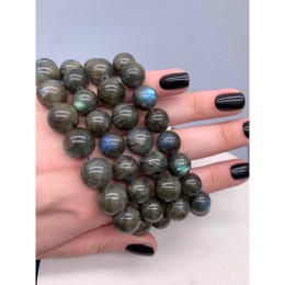 Каменные бусины, Лабрадор, 2А, шарик гладкий, 13,8-14 мм, длина нити 19 см