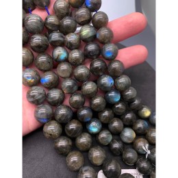 Каменные бусины, Лабрадор, 2А, шарик гладкий, 13,8-14 мм, длина нити 19 см