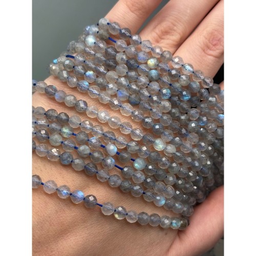 Каменные бусины, Лабрадор, люкс, шарик огранка, 5 мм, длина нити 38 см