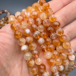 Каменные бусины, Цитрин, шарик гладкий, 8-8,5 мм, длина нити 19 см