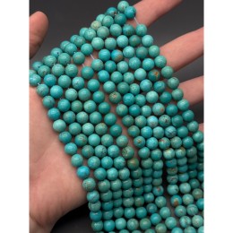 Каменные бусины, Бирюза, шарик гладкий, 8 мм, длина нити 19 см