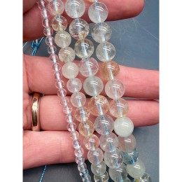 Каменные бусины, Топаз, голубой, шарик гладкий, 4 мм, длина нити 38 см