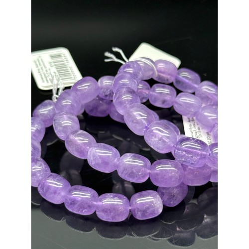 Каменные бусы, Аметист лавандовый, люкс, бочонок, размер 12х10 мм. длина нити 19 см