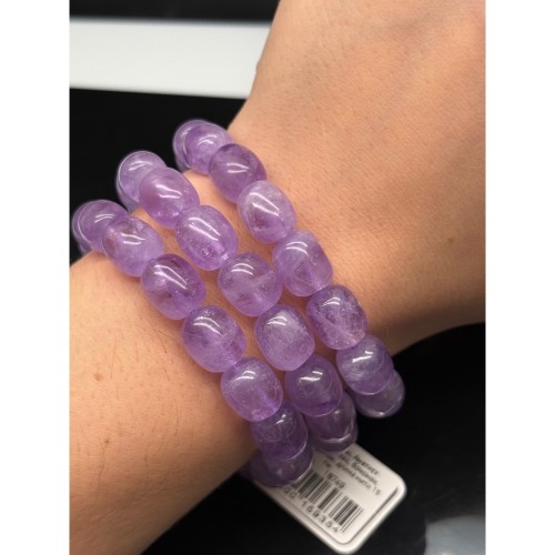 Каменные бусы, Аметист лавандовый, люкс, бочонок, размер 12х10 мм. длина нити 19 см