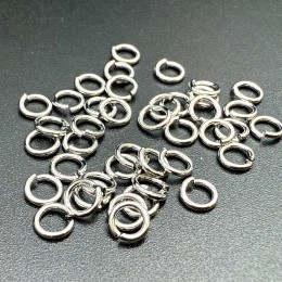 Колечки соединительные, разъёмные, латунь, цвет родий/серебро, размер 0,7х4 мм, цена за упаковку (40 шт.)