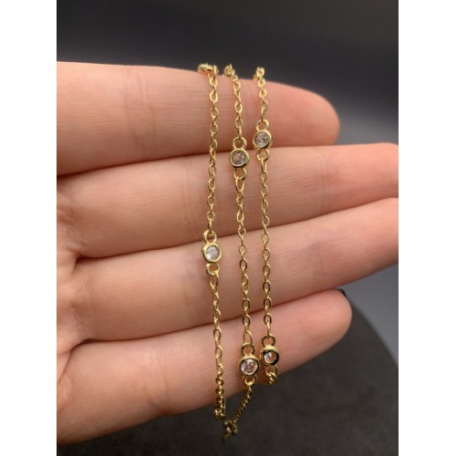 Цепь № 14, с кристаллом, цвет золото, размер звена 2х2,5 мм, цена за 1 метр