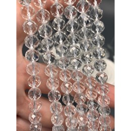 Каменные бусины, Горный Хрусталь, люкс, шарик огранка, 7,5-8 мм, нить 38 см