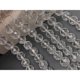 Каменные бусины, Горный Хрусталь, люкс, шарик огранка, 7,5-8 мм, нить 38 см