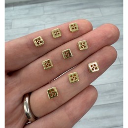 Разделитель с фианитами, квадрат, латунь, цвет золото, размер 6х2 мм