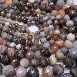 Каменные бусины, Агат, Ботсвана, шарик, ювелирная огранка, 9,5 мм, длина нити 38 см