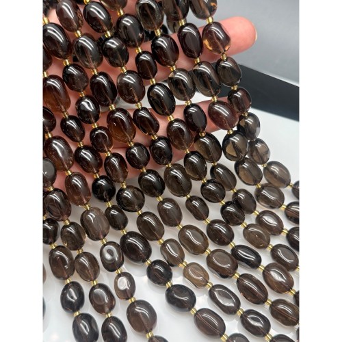 Каменные бусины, Раухтопаз, Дымчатый Кварц, фриформы, овал, ~15х11 мм, длина нити 40 см