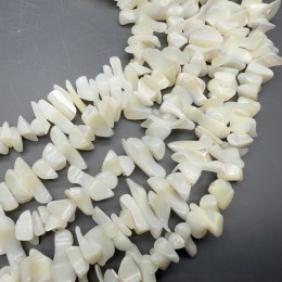 Каменные бусины, Перламутр, белый, фриформы, 12х5 мм, длина нити 38 см