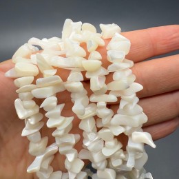 Каменные бусины, Перламутр, белый, фриформы, 12х5 мм, длина нити 38 см