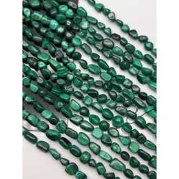 Каменные бусины, Малахит, (Конго), фриформы, 8х6 мм, длина нити 39 см