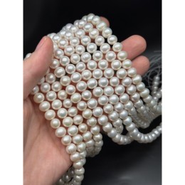 Каменные бусины, Жемчуг, белый, 6А, шар, размер 8-9 мм, длина нити 40 см