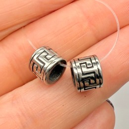 Бусина, разделитель, Меандр (греческий узор), нержавеющая сталь, размер 9х7 мм, цена за 1 шт.