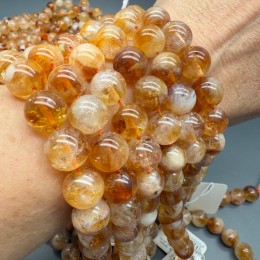Каменные бусины, Цитрин, шарик гладкий, 12 мм, длина нити 19 см