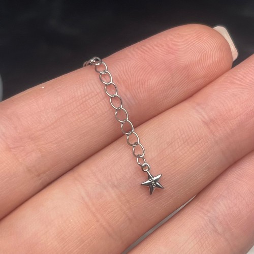 Цепочка, Удлинитель, модель SS 925 , с декоративной подвеской-звёздочкой, 5 мм, длина 3 см