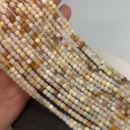 Каменные бусины, Опал желтый, люкс, кубик, огранка, 4х4 мм, длина нити 38 см