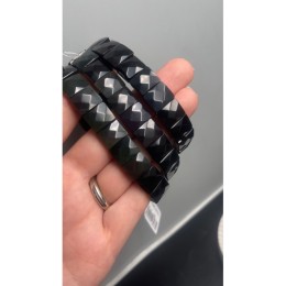 Браслет, обсидиан, радужный, огранка, 12,5х10 мм, 20 пластин