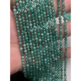 Каменные бусины, Зелёный берилл, Изумруд, люкс, шарик огранка, 3 мм, длина нити 38 см