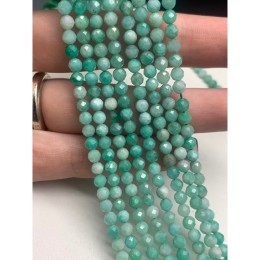 Каменные бусины, Зелёный берилл, Изумруд, люкс, шарик огранка, 4 мм, длина нити 38 см