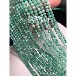 Каменные бусины, Зелёный берилл, Изумруд, люкс, шарик огранка, 4 мм, длина нити 38 см