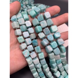 Каменные бусины, Амазонит, кубик, фриформы, 9х9 мм, длина нити 38 см