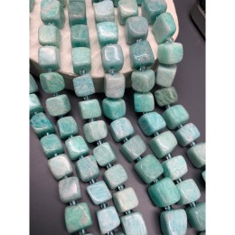 Каменные бусины, Амазонит, кубик, фриформы, 10х10 мм, длина нити 38 см