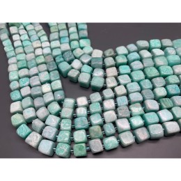 Каменные бусины, Амазонит, кубик, фриформы, 10х10 мм, длина нити 38 см