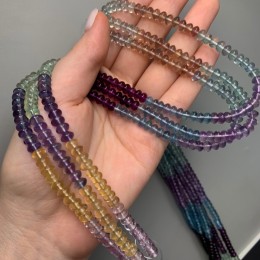 Каменные бусины, Флюорит люкс, бублик, размер 4х6 мм, длина нити 38 см