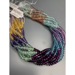 Каменные бусины, Флюорит люкс, бублик, размер 4х6 мм, длина нити 38 см