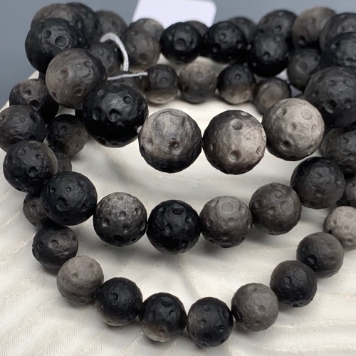 Браслет, обсидиан, вулканический, матовый, шарик гладкий, 12 мм, 17 бусин