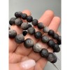 Браслет, обсидиан, вулканический, матовый, шарик гладкий, 12 мм, 17 бусин