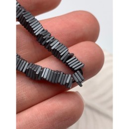 Каменные бусины, Гематит синтетический, квадрат, матовый, цвет темное серебро, размер 4х1 мм, нить 38 см
