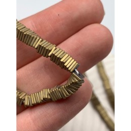 Каменные бусины, Гематит синтетический, квадрат, матовый, цвет золото, размер 4х1 мм, нить 38 см