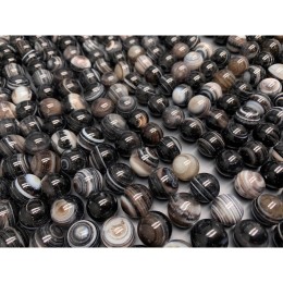 Каменные бусины, Агат Чёрный Глазковый, шарик гладкий, 16 мм, длина нити 19 см